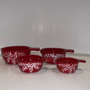 Crate and Barrel Measuring Cups Set of 4 Red/White Made in Portugal